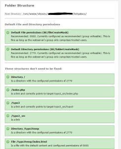 TYPO3 Folder structure Test nach der Korrektur der Dateisystemrechte