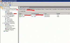 Konfiguration der Accepted Domains