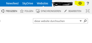 Aufrufen des Konfigurationsmenüs von SharePoint 2013