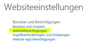 Aufrufen des  "Websiteberechtigungen" - Dialogs einer SharePoint 2013 Website