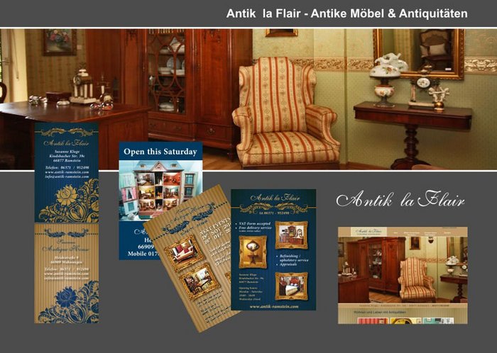 Folder, Flyer, Visitenkarte, Plakate, Anzeige, Antiquitäten, Antike Möbel