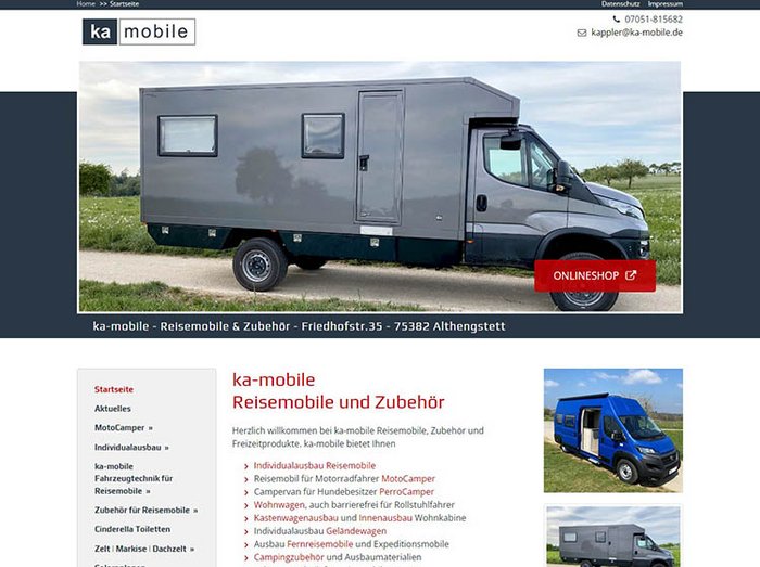 Webseite Reisemobile und Zubehör
