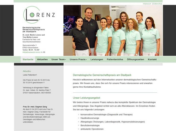 Webdesign Hautarzt, Webseiten Dermatologe, Webdesign für Ärzte