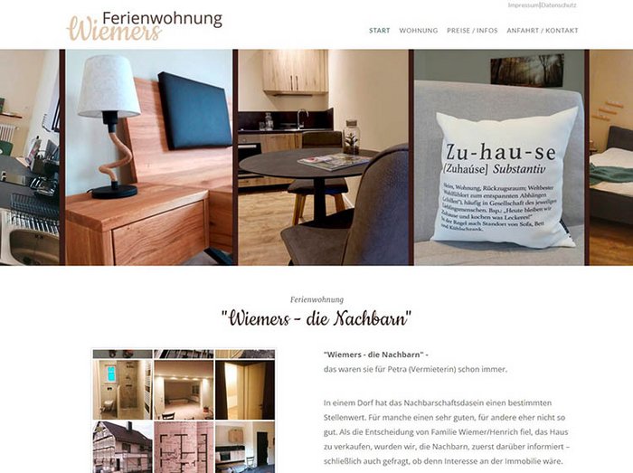 Webseite Ferienwohnung