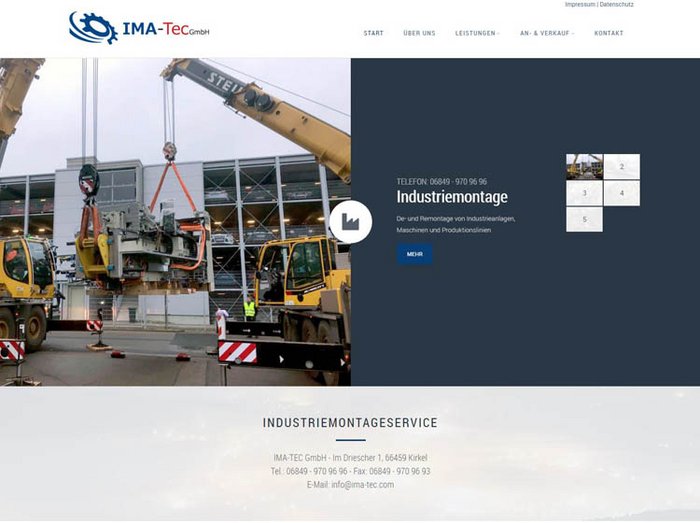 Webdesign Industriemontage, Webseiten Industriemontage