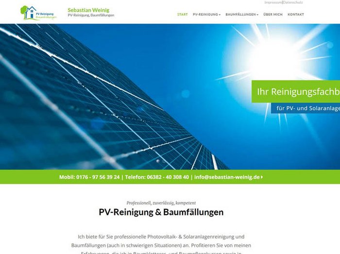 Webdesign Baumfällungen, Webseiten Solarreinigung
